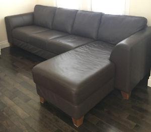 Cozy Genuine Chocolate Leather Sectional