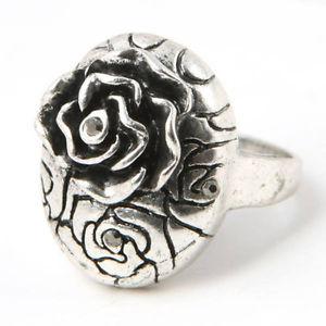 FLOWER SILVER PLT CHARM RING JEWELRY SZ 6.5---NEW!!