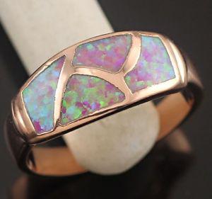 Fire Opal Women Jewelry Rose Gold Silver Ring--new!