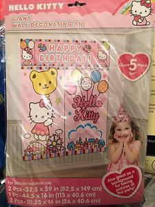 Hello Kitty Theme - party banner, party hat, party wall