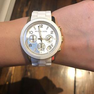 Michael Kors Runway White and Gold Silicone Watch
