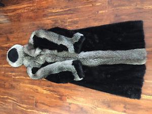 Mink Fur Coat with Fox Trim
