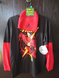 New Flash Shirt & Beanie Combo w/Tags, XL & Small