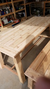 Patio table and bench
