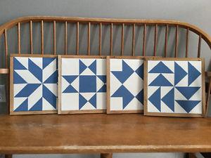 Set of framed quilt block canvases