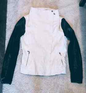 Soft Leather High Collar Black and White Jacket