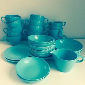 TURQUOISE BLUE MELMAC MELAMINE DISHES CUPS