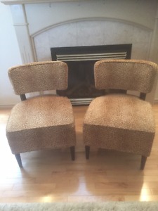 TWO Accent Chairs-Brown/ Beige-Cheeta Patern