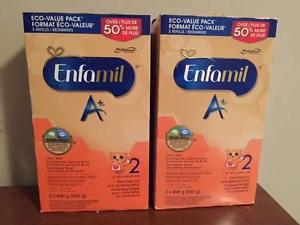 Unopened Enfamil A+ Stage 2 refill boxes