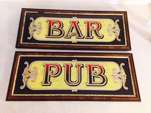 Vintage Mirrored Pub and Bar Signs. 21" x  each