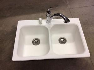 White Granite Composite Double Sink