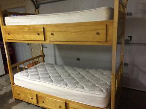 solid Maple bunk beds including mattresses