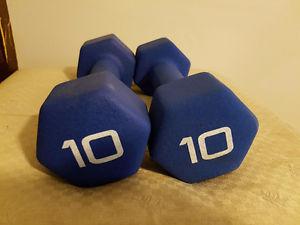 2 10 pound dumbells used once
