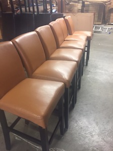 6 Tan Leather Tall Chairs
