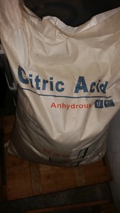 Bag of anhydrous citric acid