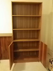 Bookshelf with Wooden Cabinet Doors