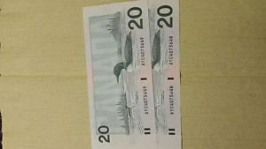  Canadian $20 bills