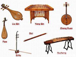 Chinese Instr: Guzheng, Guqin, erhu, pipa, hulusi, yangqin,