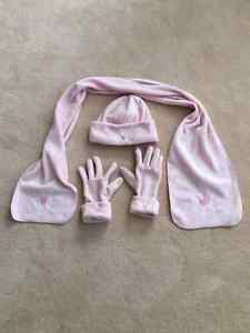 Girls Pink Scarf, Toque & Gloves