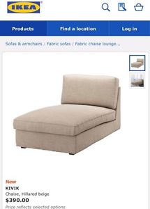 IKEA WHITE FABRIC CHAISE LOUNGE ONLY $199