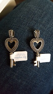 Lia Sophia Silver Heart and Key Necklace Pendants