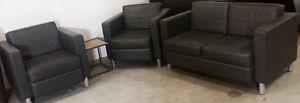 Love seat and two chairs, gray