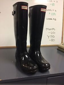 NEED GONE hunter boots tall black glossy size 8