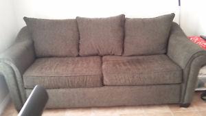 Queen Size Pull-out Couch-Dark Brown