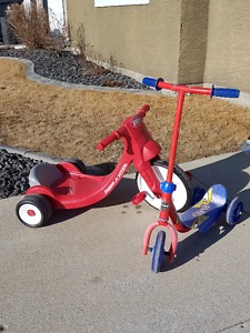 Radio Flyer "big wheel" and toddler scooter