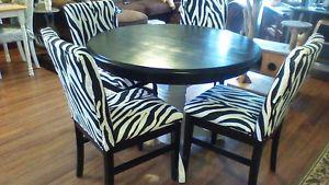 black and white table 4 chairs