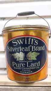 20 pound Swift&apos;s silverleaf brand pure lard tin