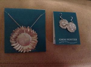 Amos Pewter necklace/earrings set