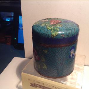 Antiques Chinese Cloisonné Enamel Jar Urn Flower w/Lid