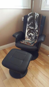 Black Vinyl Chair and Footstool
