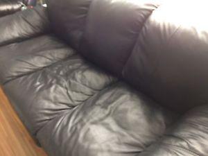 Black leather 3 seat sofa