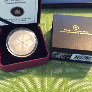 Canada oz Silver Coin CRYSTAL SNOWFLAKE Swarovski