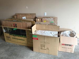 Moving boxes and packing paper