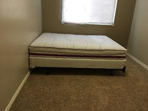 Queen size mattress with box spring and metal frame