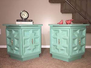 Refinished side tables with storage