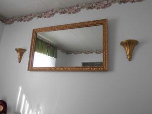 Sofa Sized Mirror with two wall sconces