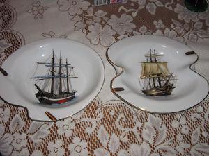 Tall Ship Ashtrays Porcelain mint