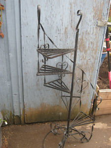Wrought iron spiral plant stand
