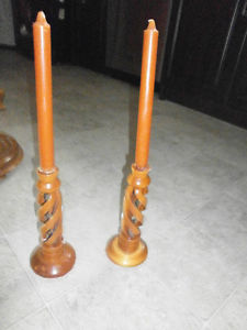 wood carved candle holders