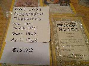 4 Vintage National Geographic Magazines