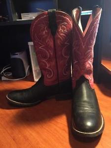 Ariat Black and Red Leather Western/Cowboy Boots