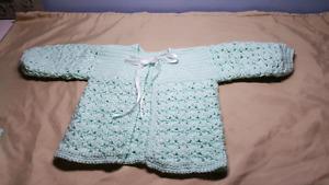 Brand new hand crocheted baby layette set