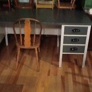 Charcoal & silver wood large desk
