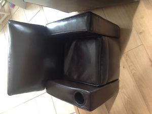 Child leatherette reclining chair with cup holder