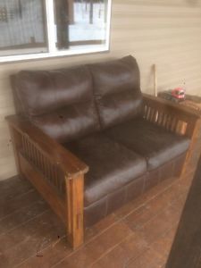 Leather love seat