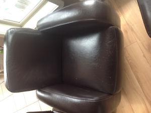 Leatherette club chair and ottoman
